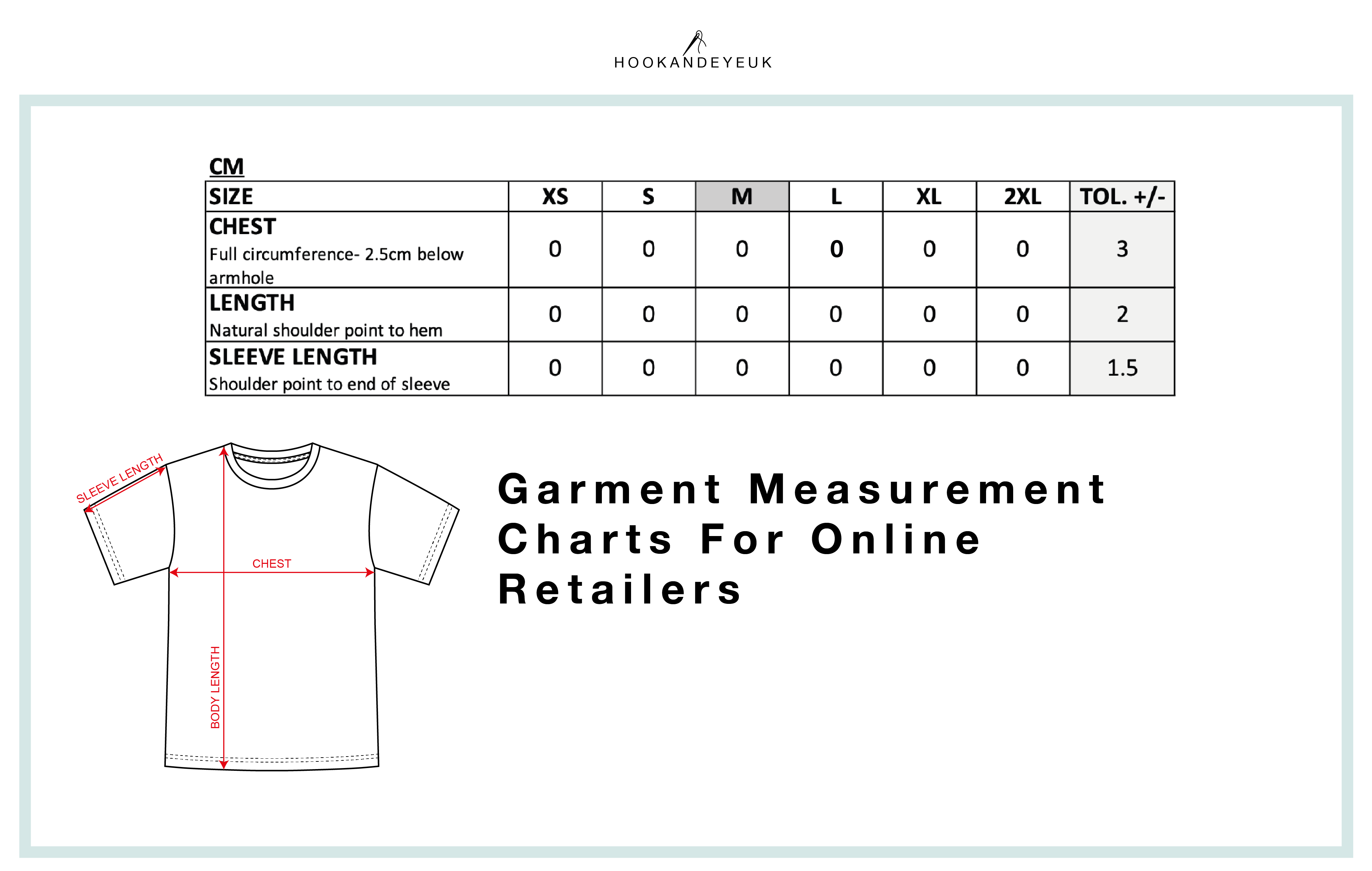 Clothing Sizing \u0026 Measurements Guide | Garment Size Chart – HOOK AND EYE UK, image size:3946x2504