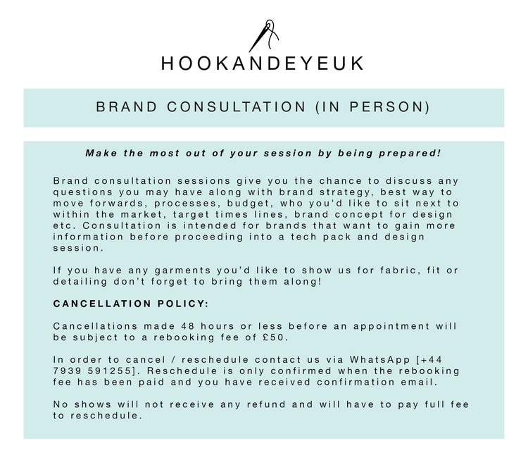 Inperson Brand Consultation with Hook and Eye Uk