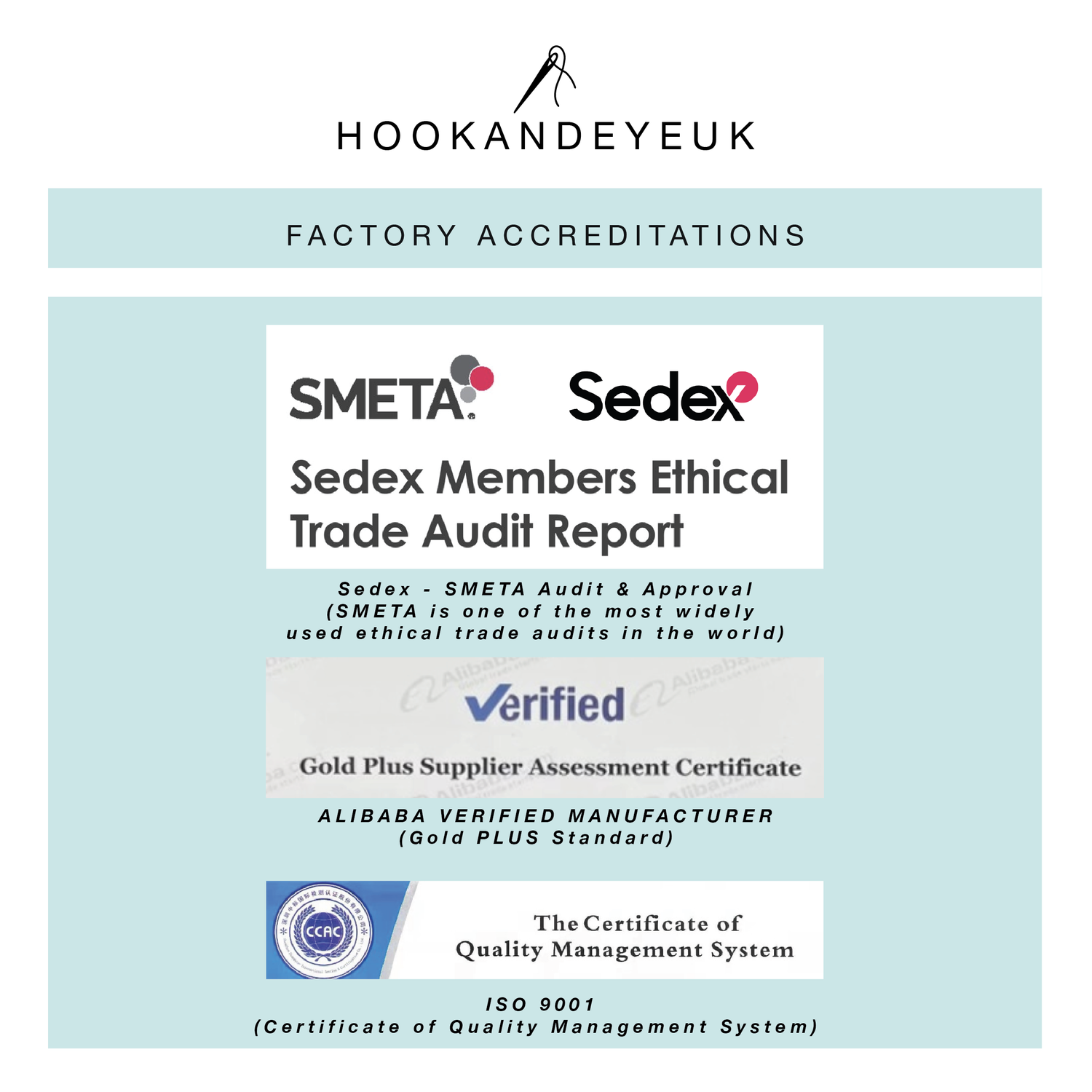 Hook and Eye UK Factory Accreditations