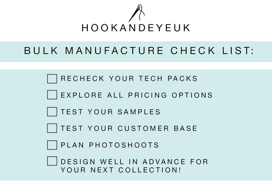 Bulk Manufacturing Check List (use this to avoid costly mistakes!)