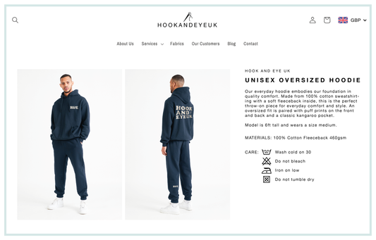 Fashion Copywriting - example of product page information
