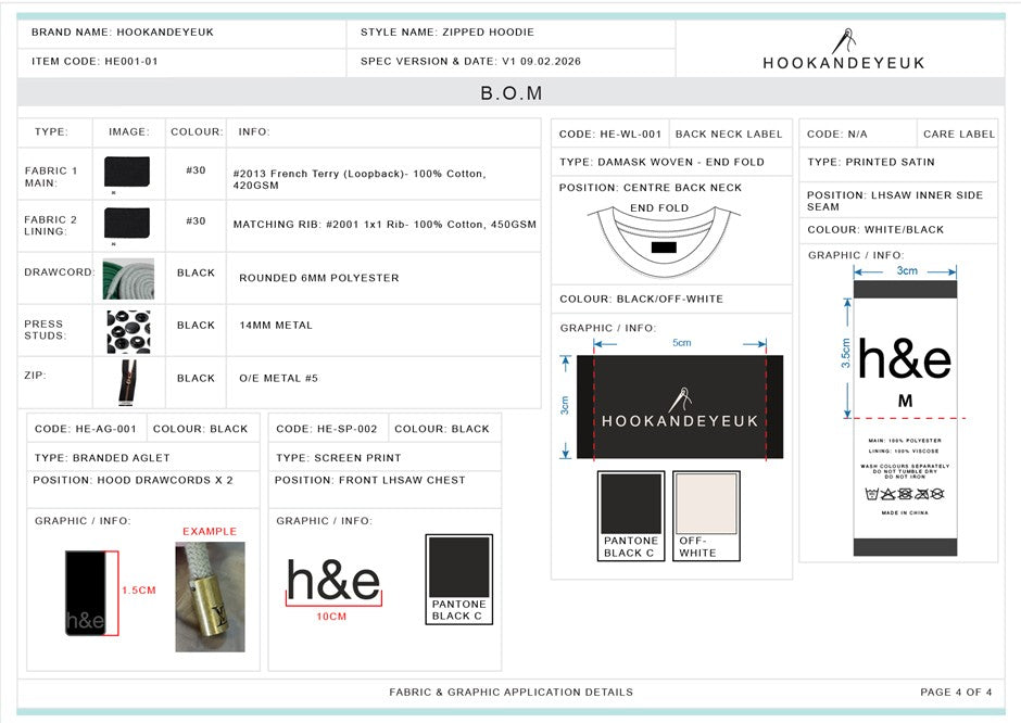 tech pack fabric pages