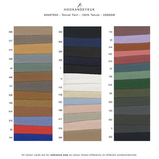 Tencel Twill 200gsm fabric by Hook and Eye UK