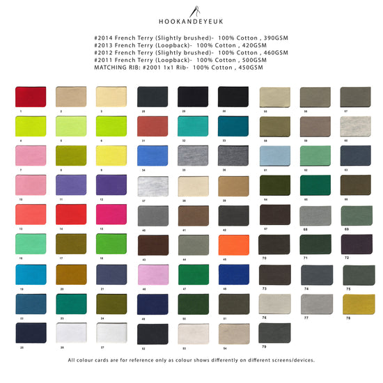 Cotton Loopback 420gsm or 500gsm from Hook and Eye UK