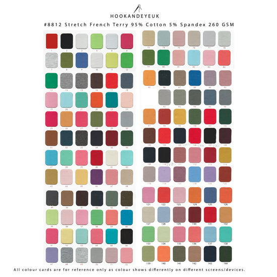Stretch French Terry 260gsm: low stretch, firm hold from Hook and Eye UK