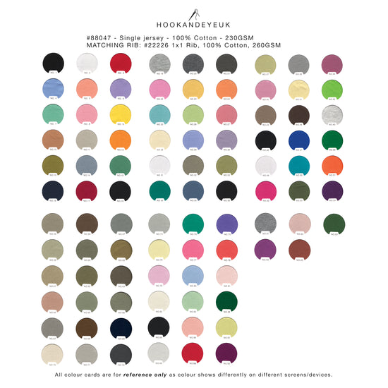 Cotton Jersey 230gsm: low stretch from Hook and Eye UK