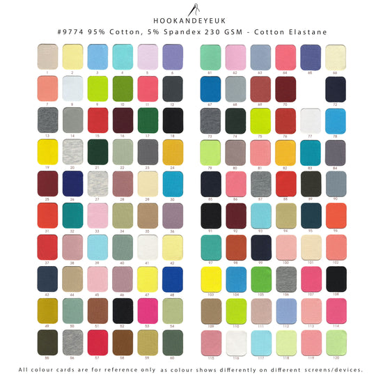 Cotton Elastane 230gsm: medium stretch & hold from Hook and Eye UK