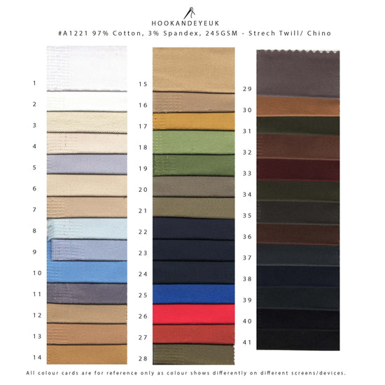 Stretch Twill 245gsm from Hook and Eye UK