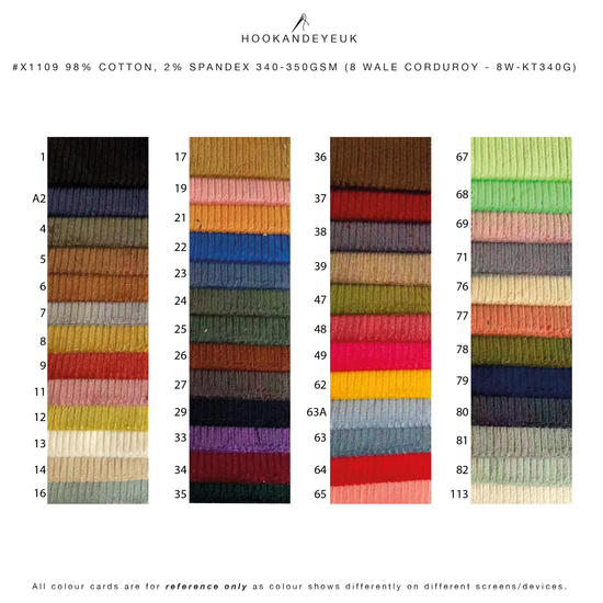 Slight stretch Corduroy Fabric by Hook and Eye UK