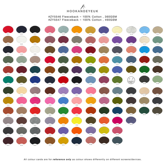 Cotton Fleeceback 360gsm or 460gsm: Hook and Eye UK